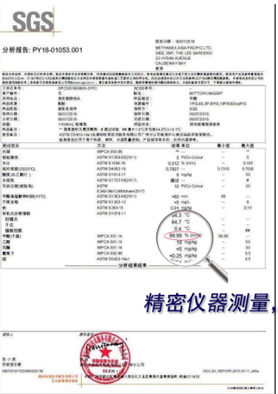 甲醇纯度检测报告